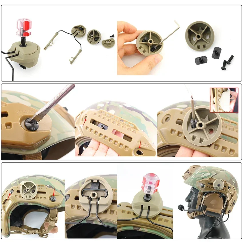 Adaptador de riel para casco táctico TS TAC-SKY, adaptador MLOK Compatible con cascos MTEK para auriculares de caza y tiro de la serie COMTAC - imagen 3