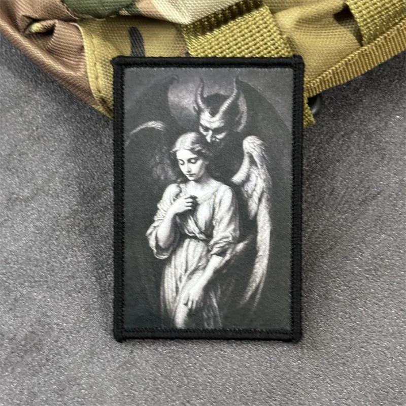 Parche táctico impreso "ángeles y demonios", insignia de moral militar, parches con gancho, ropa, mochila, accesorios, pegatinas - imagen 5