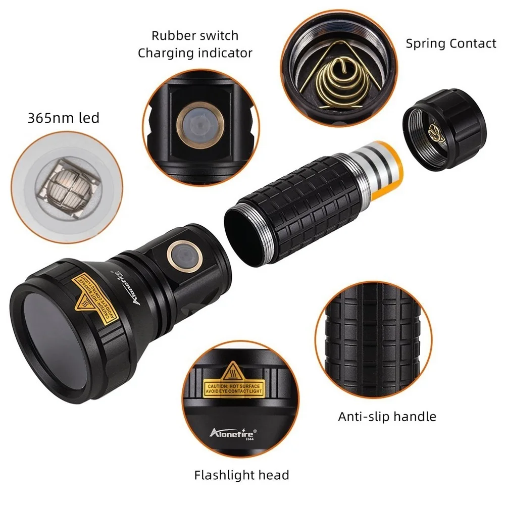 Linterna de luz negra UV Led de alta potencia, 25W, 365nm, recargable por USB, minério de dinero, mancha de mascota, escorpión, marcador Invisible, luz de detección - imagen 4