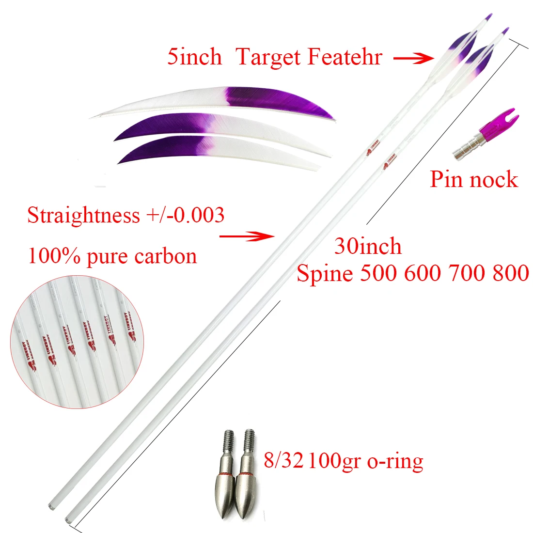 12 Uds Linkboy tiro con arco flechas de carbono puro ID6.2mm 5 pulgadas remeras de pavo arco compuesto caza tiro - imagen 4
