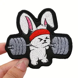 parches velcro mochila tácticos de bordados Fitness gimnasio conejito divertido Meme bordado Velcros parche moral gancho y bucle insignia para mochila táctica Molle, chaquetas
