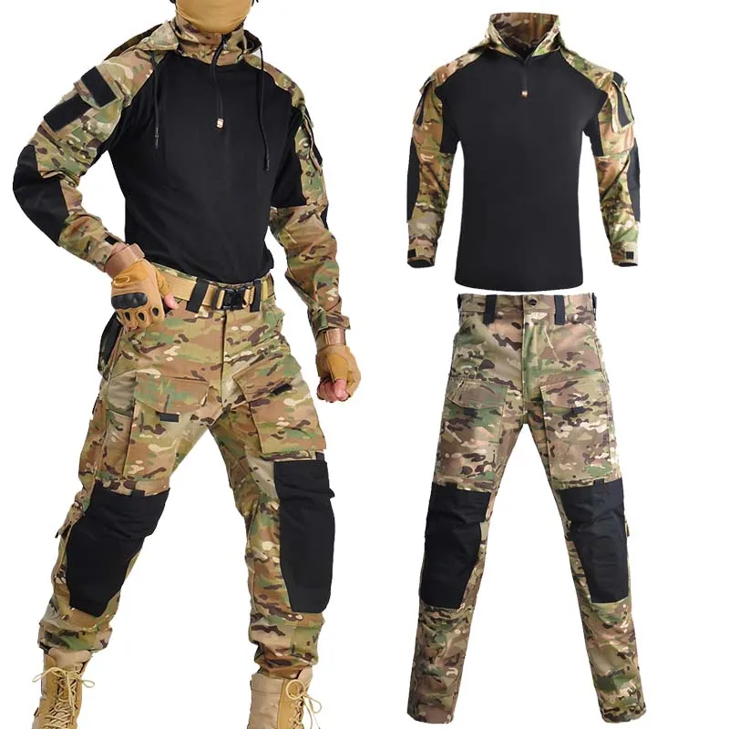 Uniforme táctico, trajes de combate, pantalones de camuflaje para exteriores para hombres, camisas de caza, entrenamiento, ropa de Paintball Airsoft, conjuntos de acampada