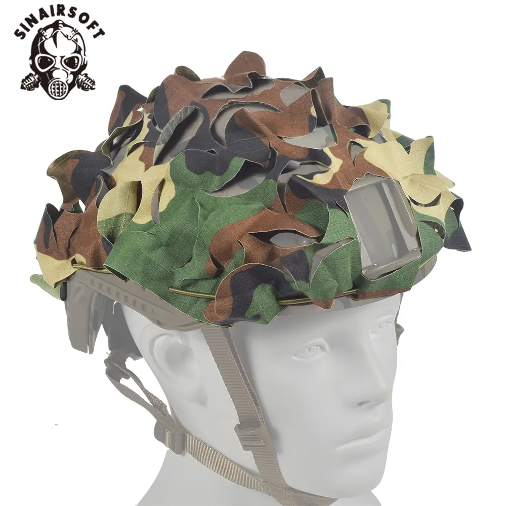 Cubierta táctica para casco de camuflaje 3D, malla de nailon, cordón cortado con láser para caza de Paintball, accesorios para casco de juego CS - imagen 2