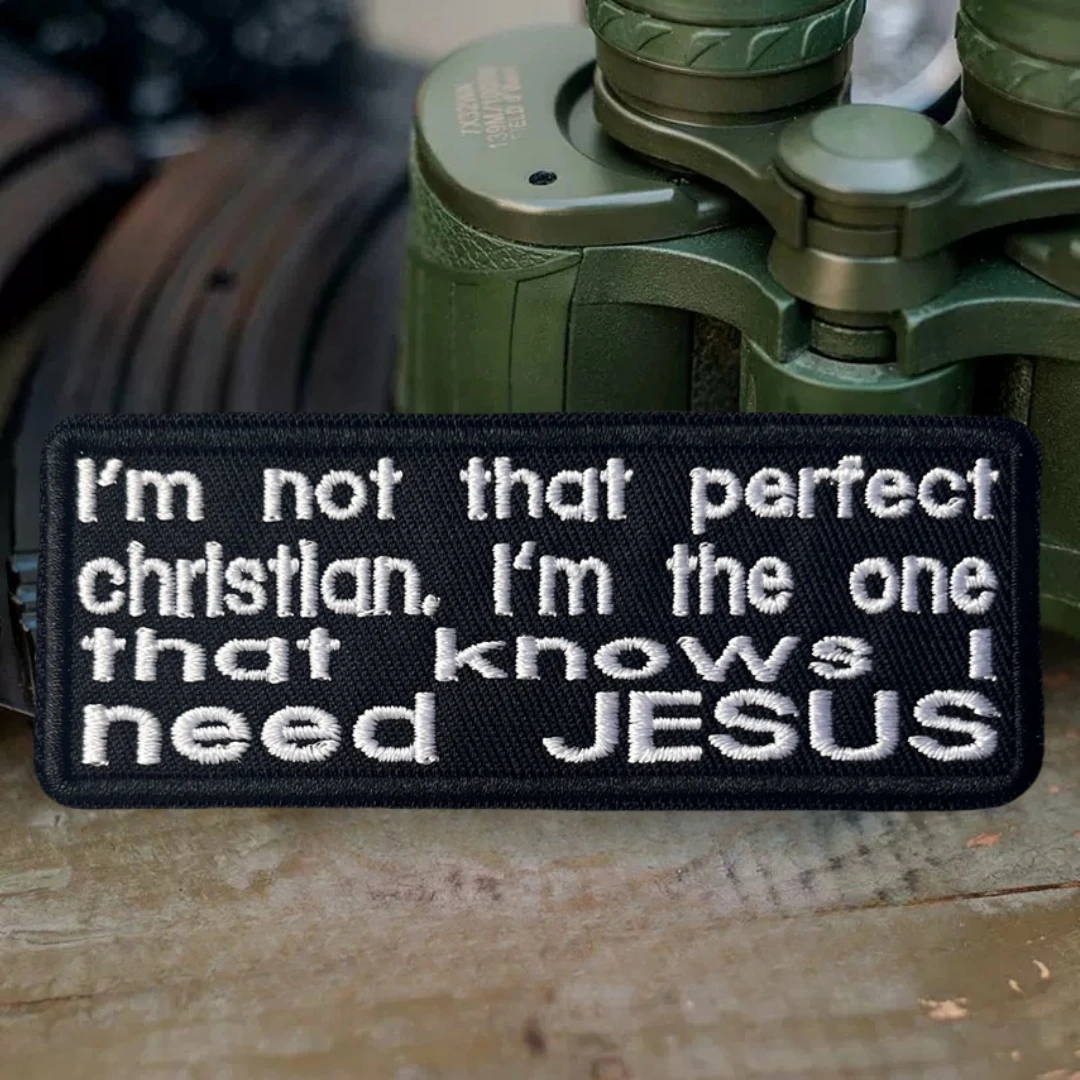 Parche táctico de moral de versículo bíblico "I Need JESUS", brazalete militar, parches de gancho y bucle bordados para ropa, pegatina para mochila - imagen 5