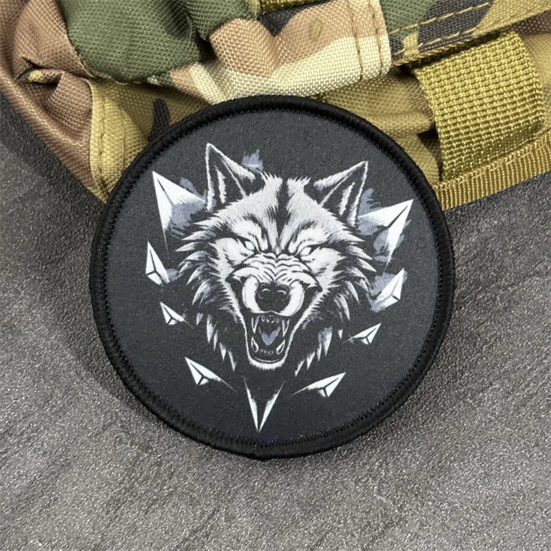 Parche táctico con estampado de "lobo" para ropa, insignias de moral, parches militares con gancho, pegatinas para mochila - imagen 4