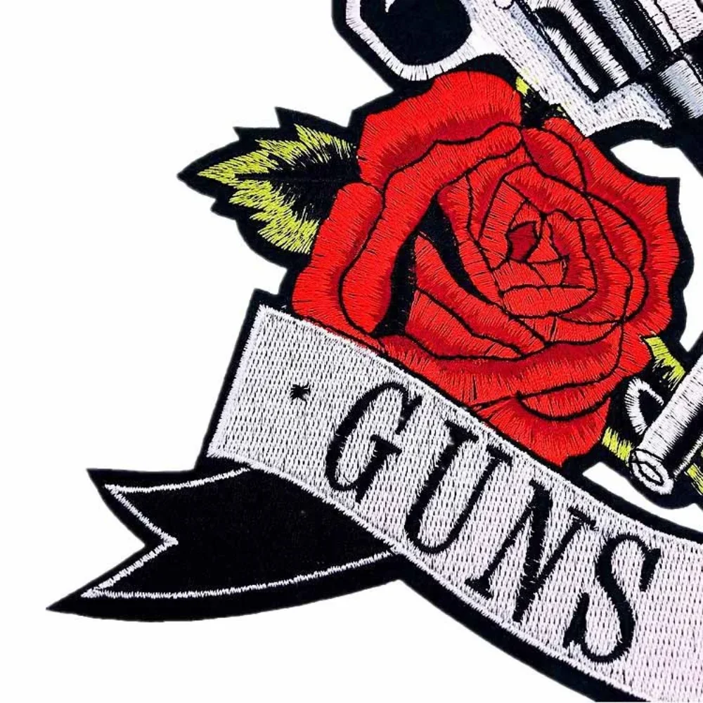 Parche de doble pistolas N Roses, banda de Rock, aplique bordado, chaqueta de planchado, pegatinas de moda, accesorios decorativos de ropa Punk - imagen 2