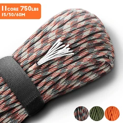 Cuerda Paracord de alta resistencia de 11 núcleos, Paracord de 750lb, 50/100/200 pies, accesorios de acampada, cuerda tejida DIY, equipo de supervivencia al aire libre