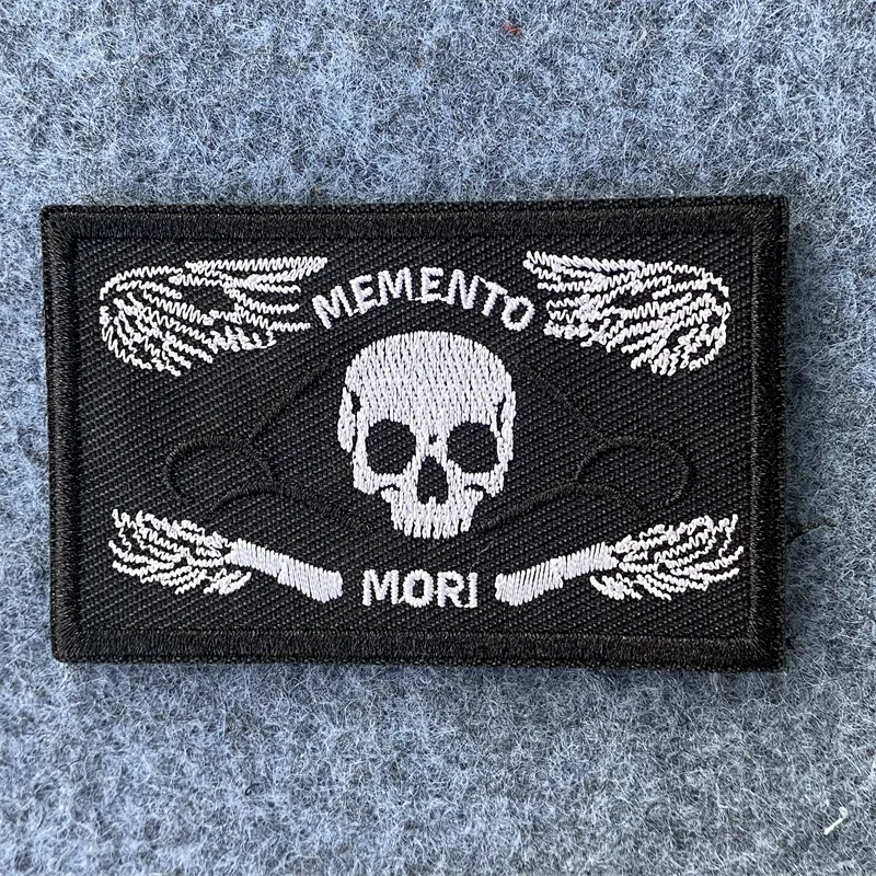 Parche bordado Memenot, insignia de moral táctica militar con calavera, brazalete con gancho y bucle, mochila, pegatina decorativa para ropa - imagen 4