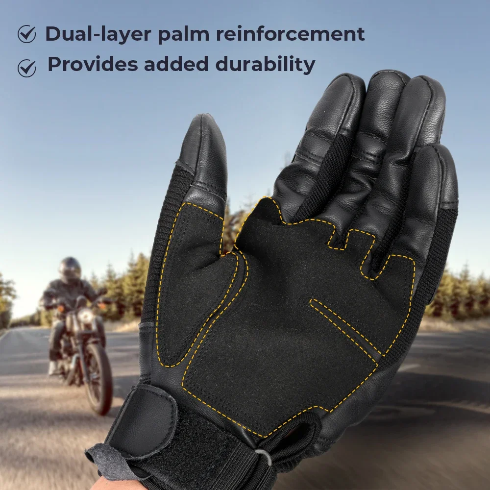 Guantes de Moto de cuero PU con pantalla táctil para hombre y mujer, equipo de protección para Motocross, Moto de carreras, BMX, dedo completo - imagen 5