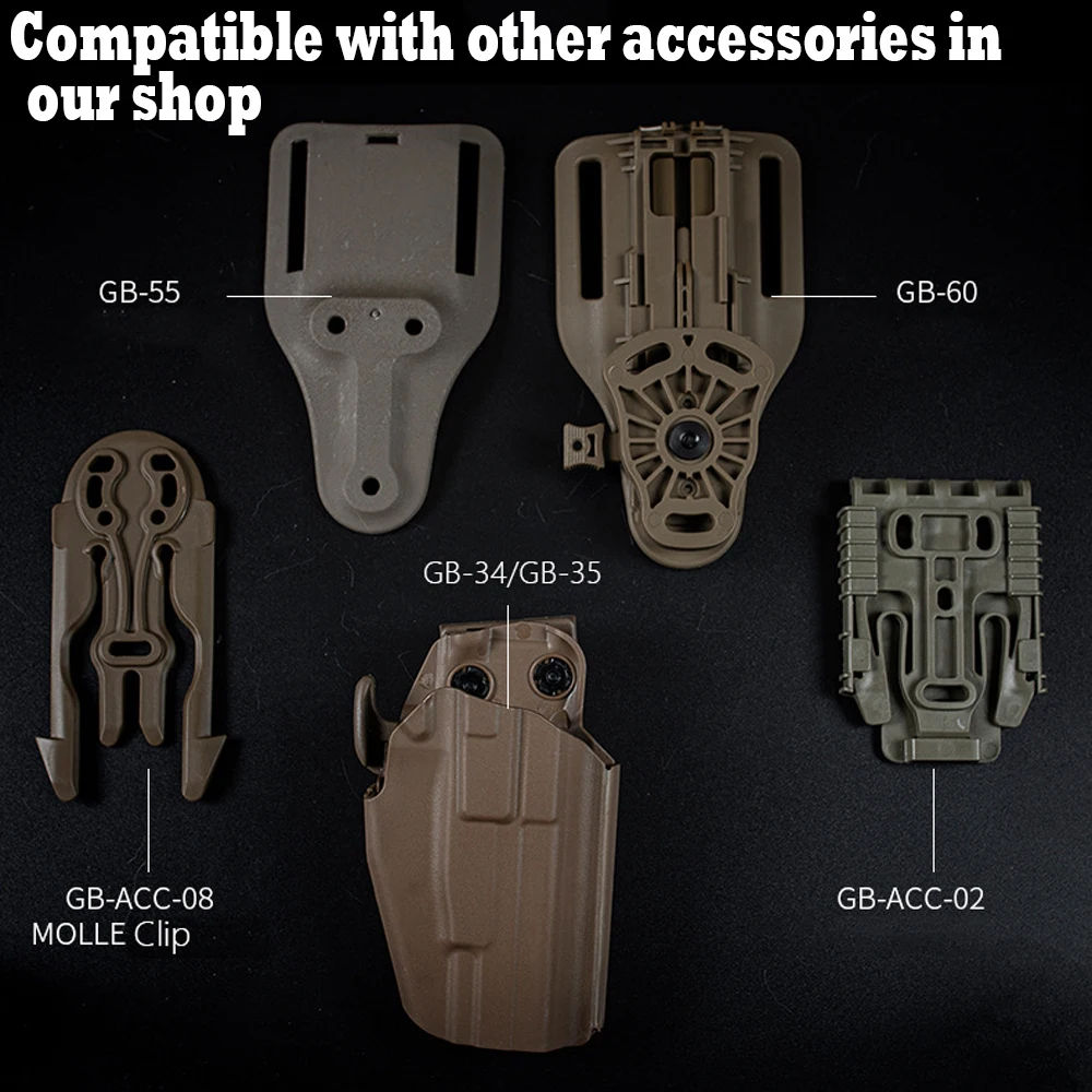 Funda táctica Universal para pistola, Clip para cinturón Airsoft, funda de liberación rápida de tamaño más pequeño para Glock 19 23 29 32 38 S & W H & K - imagen 5