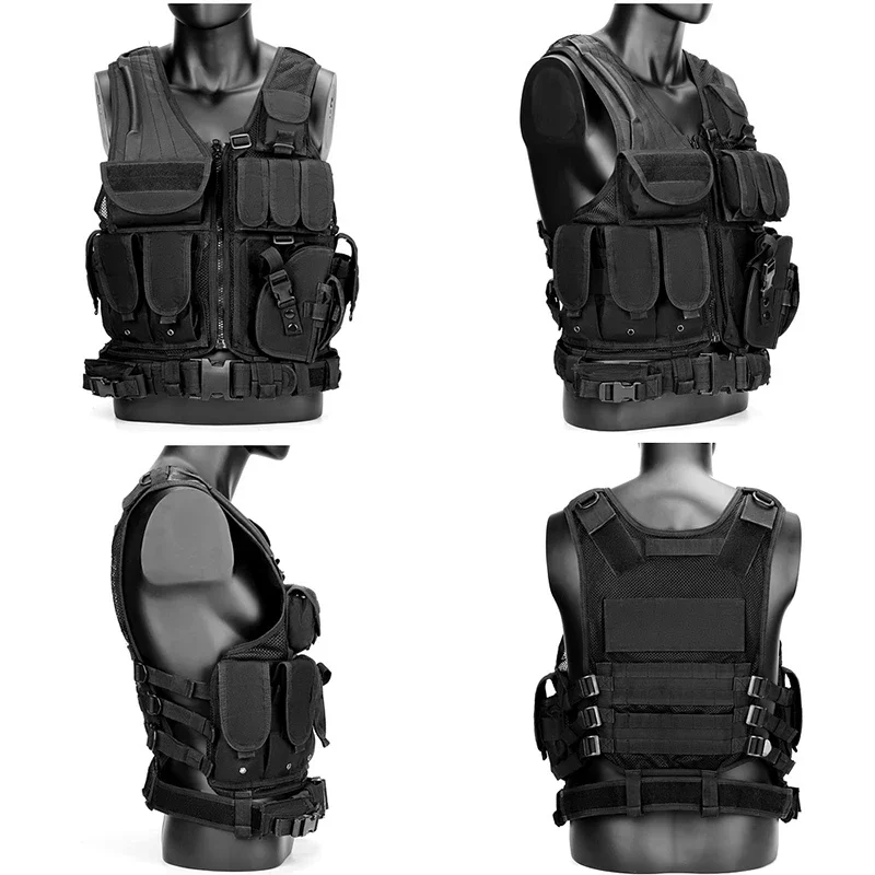 Chalecos de armadura corporal de combate ajustables, chaleco táctico Molle, seguridad, caza, ejército, juego CS al aire libre, chaqueta de entrenamiento Airsoft - imagen 3