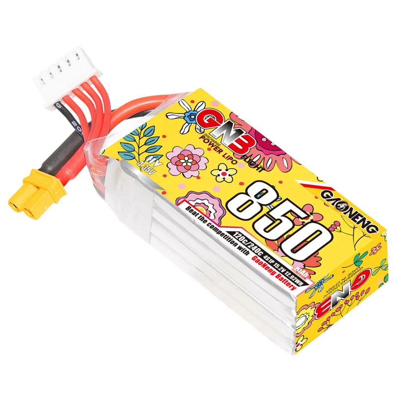 GNB-batería Lipo mejorada para Dron de carreras FPV, piezas de cuadricóptero, helicóptero, 15,2 V, 850mAh, XT30, 15,2 V, 4S - imagen 3