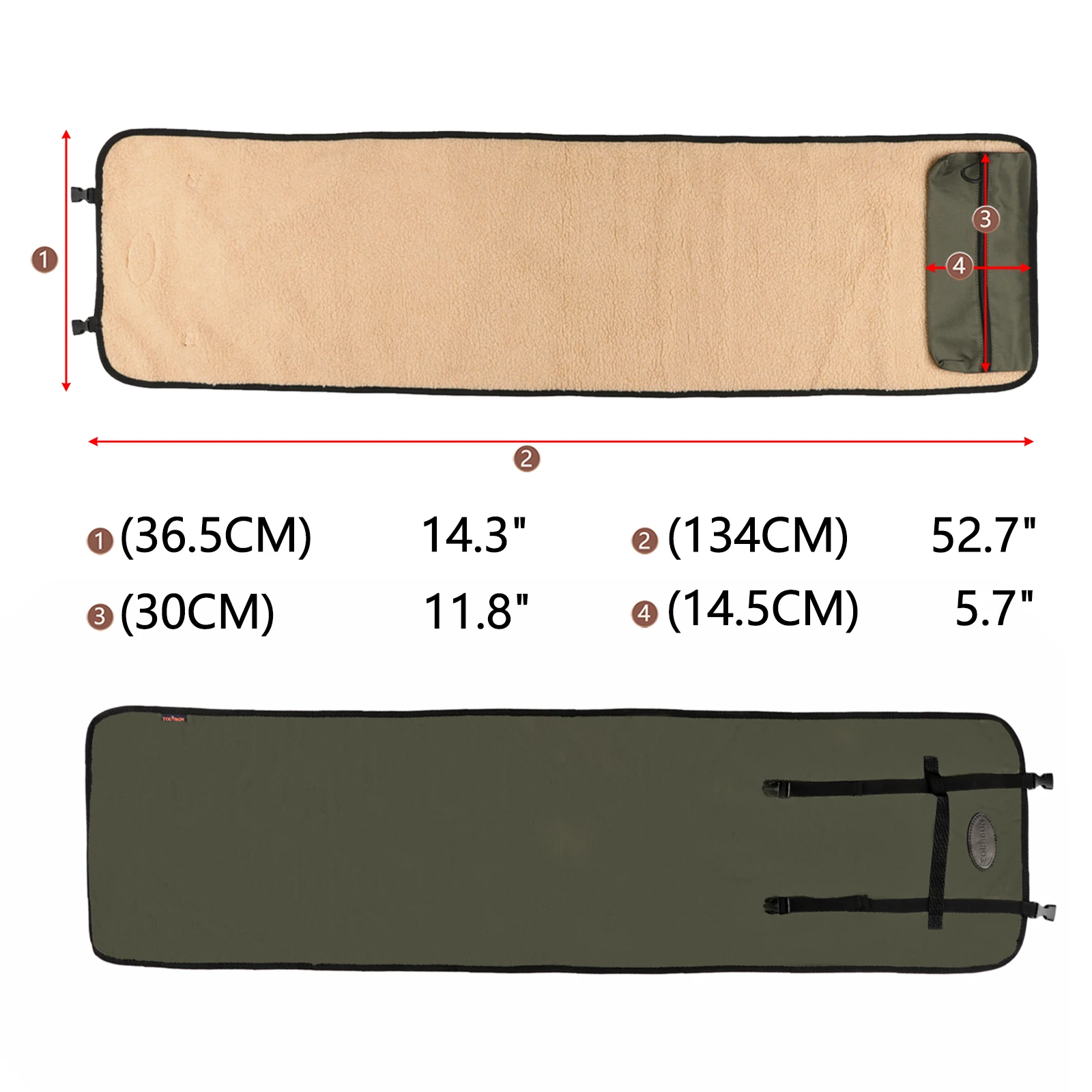 Tourbon accesorios de caza Rifle pistola estera de limpieza de nailon almohadilla kits de limpieza de pistola línea polar de bolsillo 134CM tiro verde - imagen 4