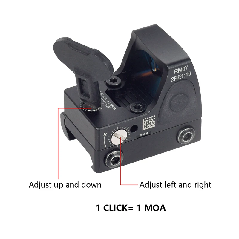 Trijicon RMR 45 grados de desplazamiento Picatinny 20mm montaje de riel RMR táctico Red Dot Visión Reflex Alcance ajustable apuntando riflescopio óptico de perfil bajo ajuste 20mm de riel pistola Airsoft Glock17 Glock1 - imagen 5
