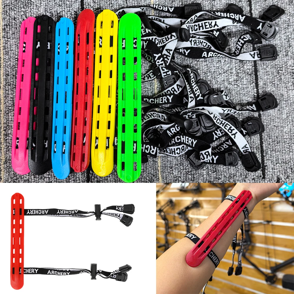 Protector de brazo de arco recurvo tradicional, Protector de antebrazo de plástico duro, seguridad de tiro con arco ajustable LH/RH, accesorios de tiro de caza - imagen 2