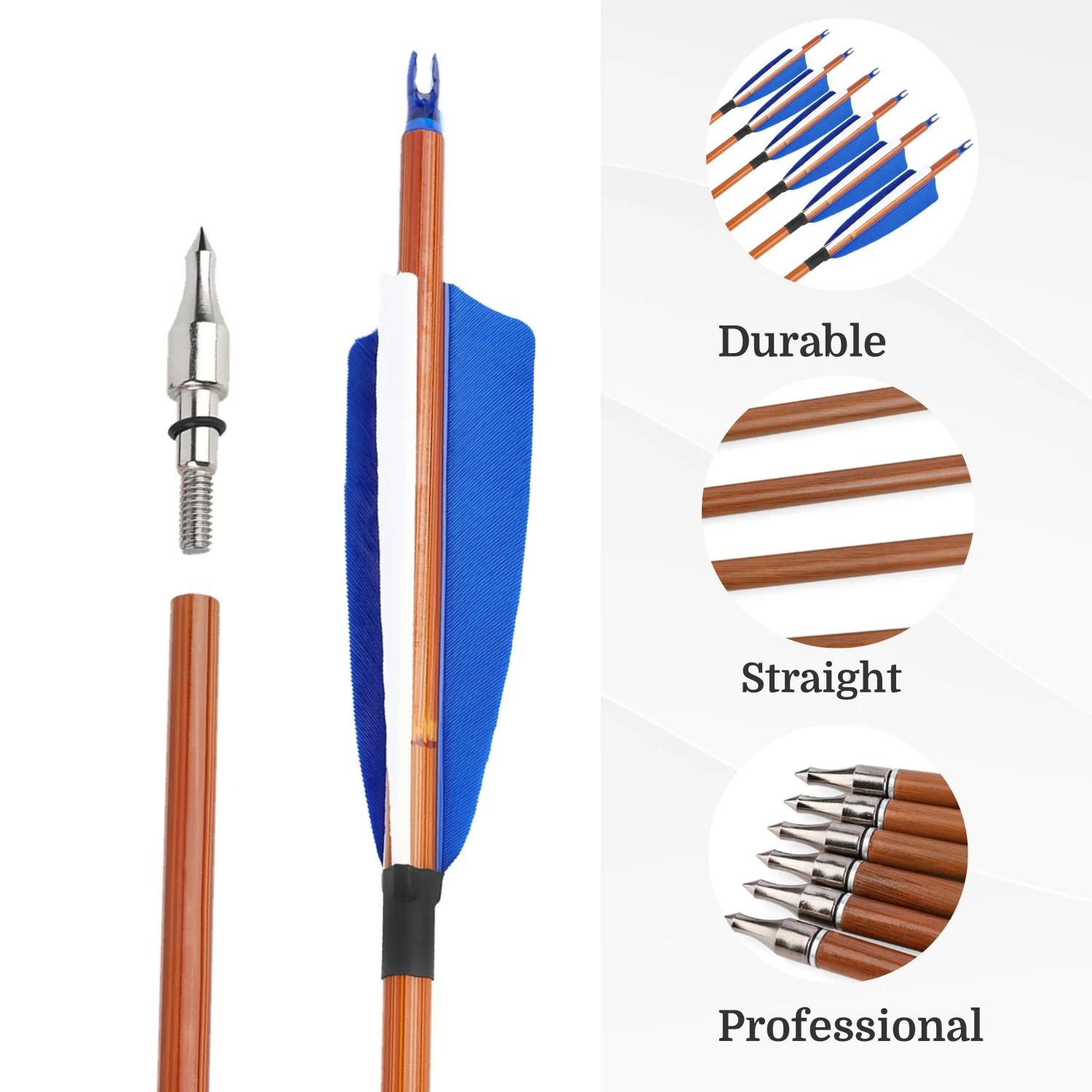 Flechas de tiro con arco, 12 Uds., flecha profesional SP500 de carbono mezclado, pluma Natural de 4 "para arco, caza, tiro, accesorios para objetivos - imagen 2