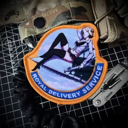Parche de servicio de entrega real, insignia de moral táctica, parches de gancho y bucle impresos para ropa, pegatinas para casco de equipo militar