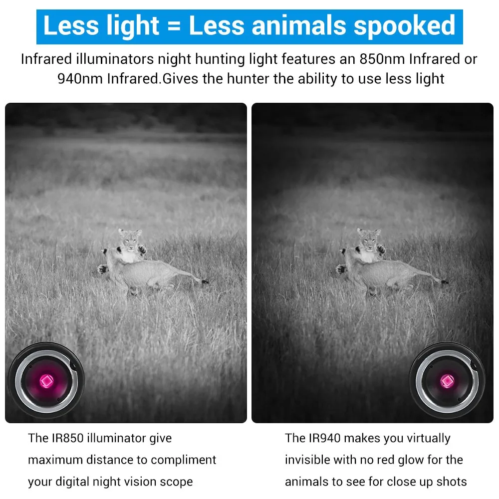 Linterna infrarroja de 850/940nm, iluminador IR con zoom para dispositivos de visión nocturna, linterna de caza, arma táctica, luces de pistola - imagen 5