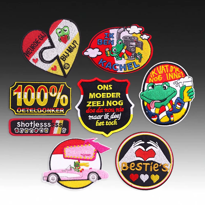 8 unids/set Oeteldonk emblema parches para planchar para ropa parches bordados de Carnaval de Países Bajos para ropa DIY apliques de costura - imagen 4