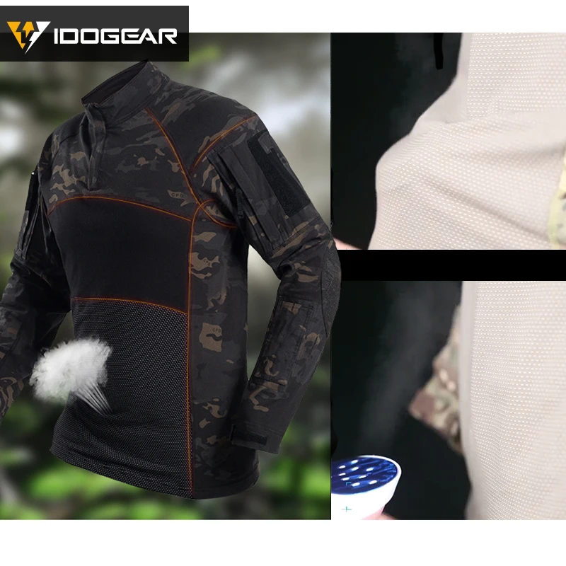 IDOGEAR-camisa táctica Molle de caza, camisa elástica ACS, Top de manga larga, Airsoft, deporte al aire libre, combate, transpirable - imagen 4