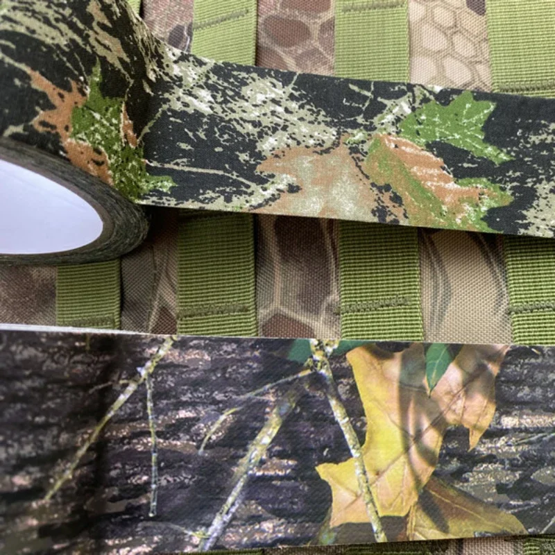 Cinta adhesiva de camuflaje para caza, accesorio impermeable para arma de Rifle, hojas muertas, 5CM x 10M - imagen 3