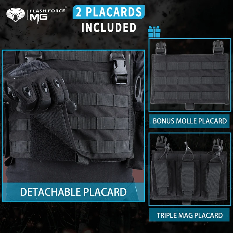 MGFLASHFORCE chaleco táctico portador de placa, chaleco de caza Molle Airsoft, chaleco de combate para hombres - imagen 4