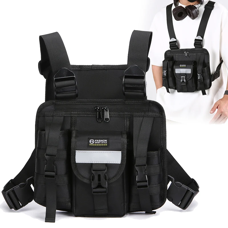 Bolsa de chaleco con función táctica para deportes al aire libre, multibolsillo, para senderismo, Camping, senderismo, mochila de entrenamiento, bolsa grande para herramientas en el pecho - imagen 2