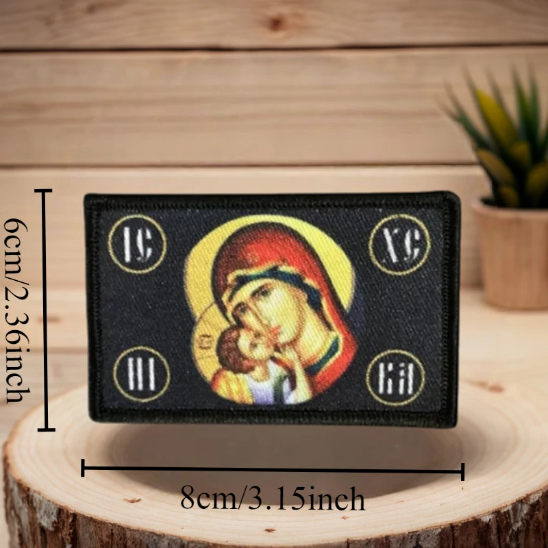 Parche con estampado de Madonna, insignia de moral táctica con gancho y bucle, pegatina decorativa para mochila, parches militares para brazalete para ropa - imagen 3