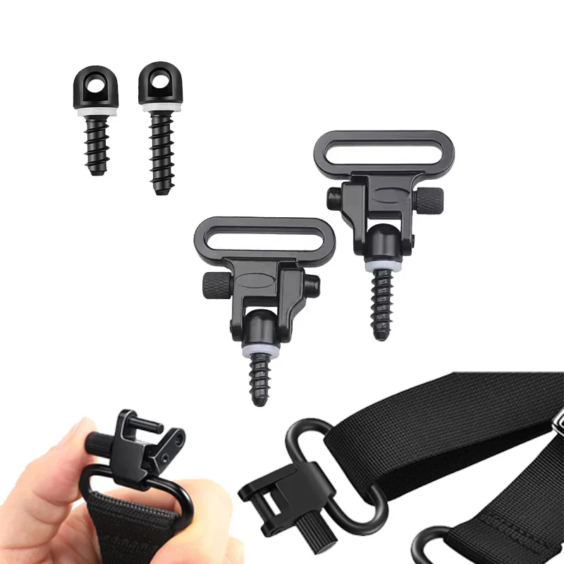 Accesorios universales de eslinga tradicional de dos puntos con tres cerraduras, 2 uds. De giratorios y 2 uds. De tornillos de madera, accesorios tácticos de caza