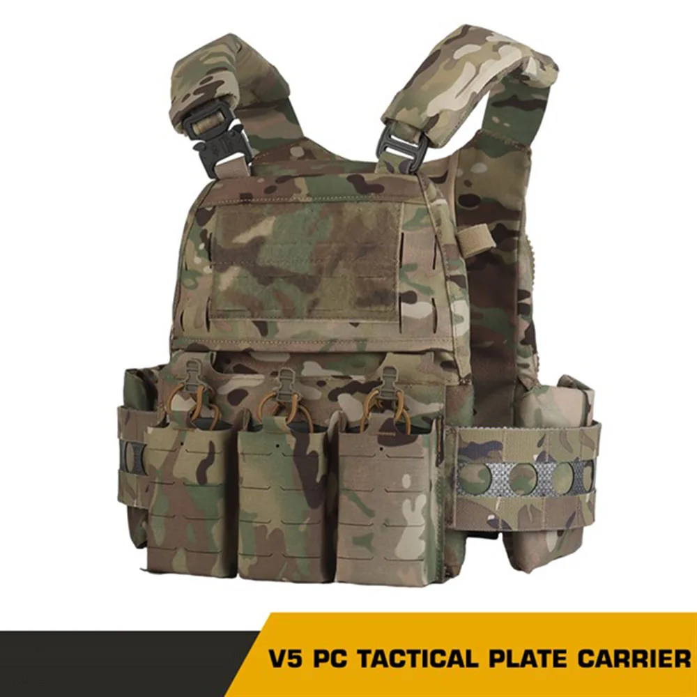 Chaleco táctico V5 FCPC, portador de placa, chaleco de caza, cuerpo, sistemas MOLLE portátiles, bolsa para revistas Triple 556 - imagen 3