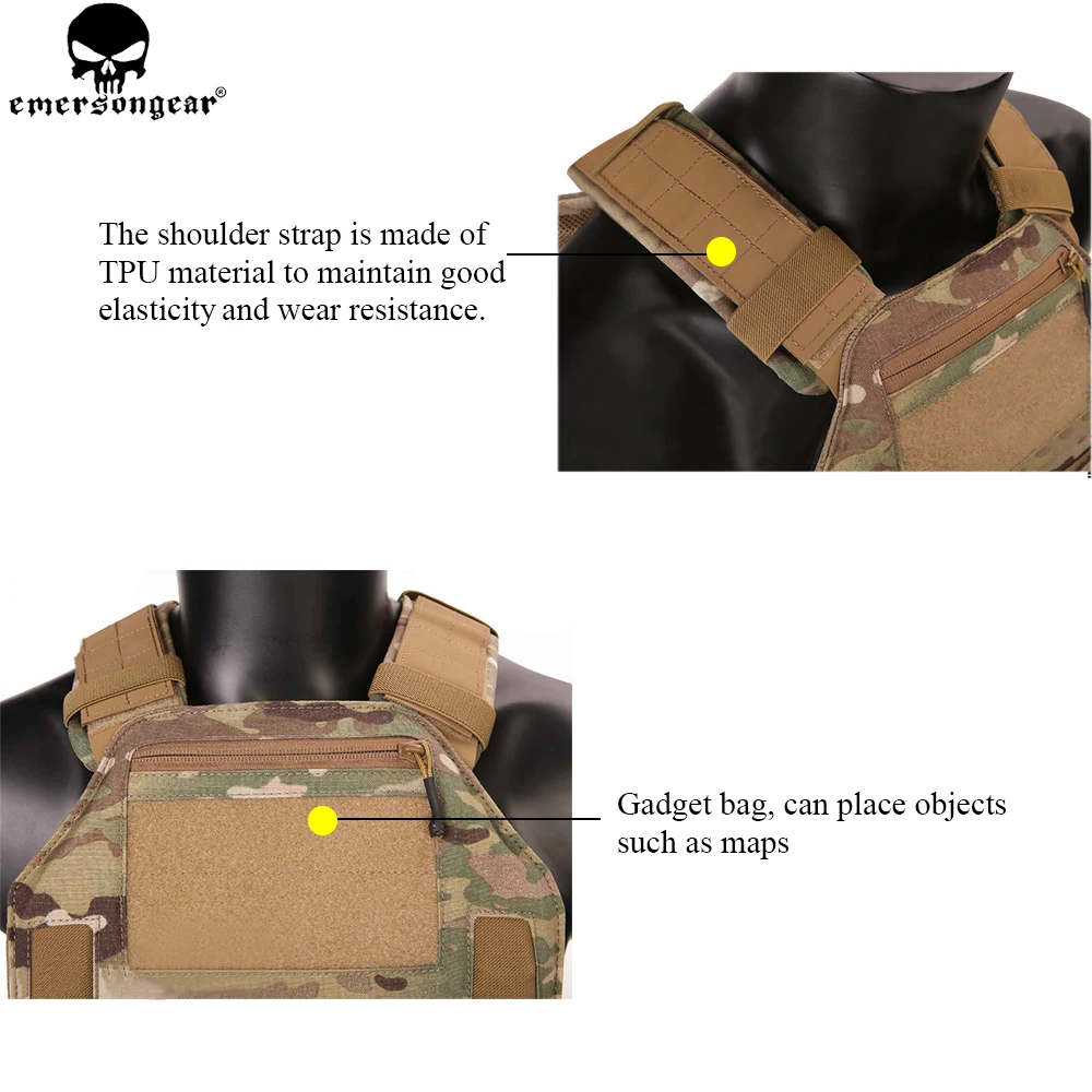 EMERSONGEAR Chaleco Molle 420 Plate Carrier Chaleco de caza Militiamen Paintball Molle Chaleco Pecho Rig Multi-camo - imagen 3
