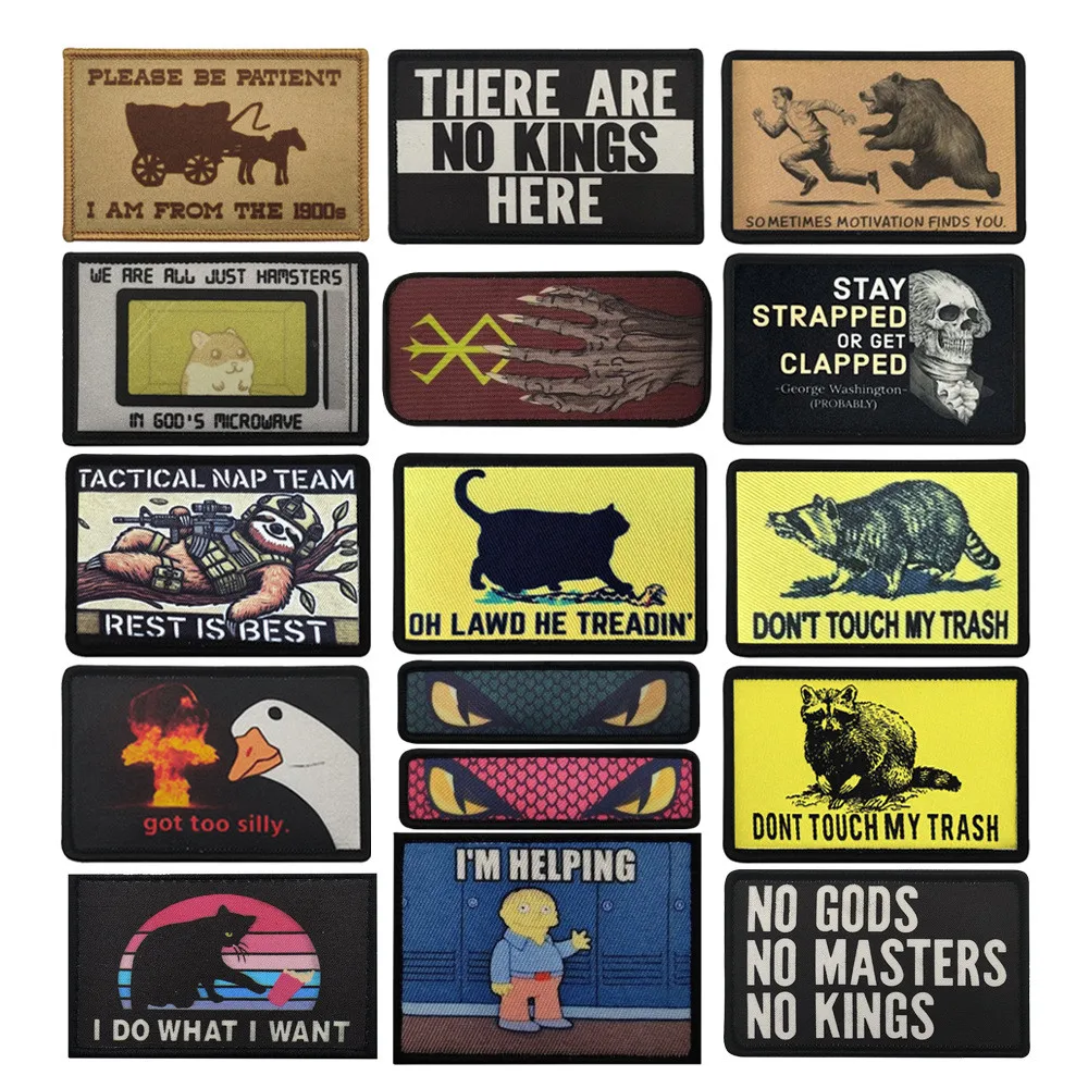 Parches Decorativos para Mochila Táctica con Diseño de Animales (Ganso, Serpiente, Mapache, Oso) con Frases Divertidas como 'NO TOQUES MI BASURA' - imagen 2