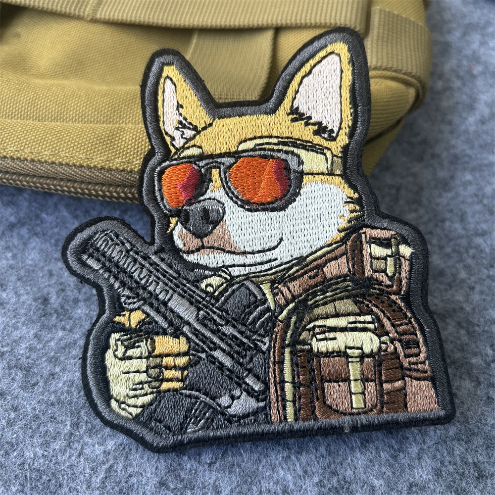 Parches bordados de perro para gafas de sol, calcomanías divertidas con emblema de velcro, insignia de moral militar, brazalete, pegatinas para ropa - imagen 2