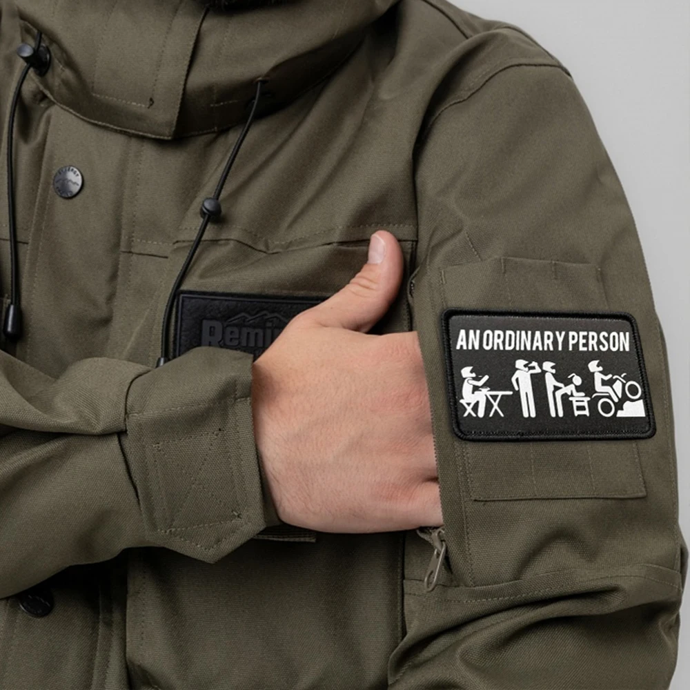Parche táctico de una persona ordinaria, parches divertidos de gancho y bucle, insignia de moral, brazalete del ejército militar, pegatinas para mochila - imagen 5