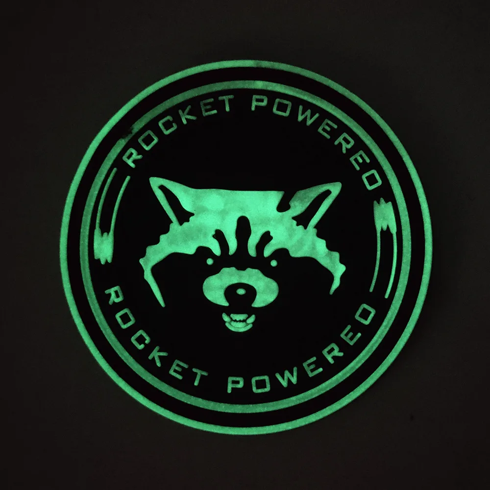 Parches luminosos 3D de PVC, insignias tácticas de goma redondas de animales de oso para ropa, mochila decorativa, accionado por cohete - imagen 3