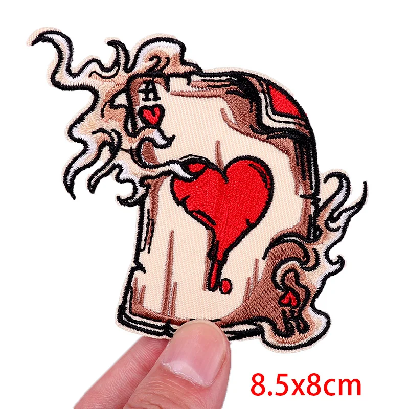 Parche de póker, parches bordados de calavera de terror para ropa, bordado Punk/patch para coser, parches para planchar ropa, pegatinas para planchar - imagen 3