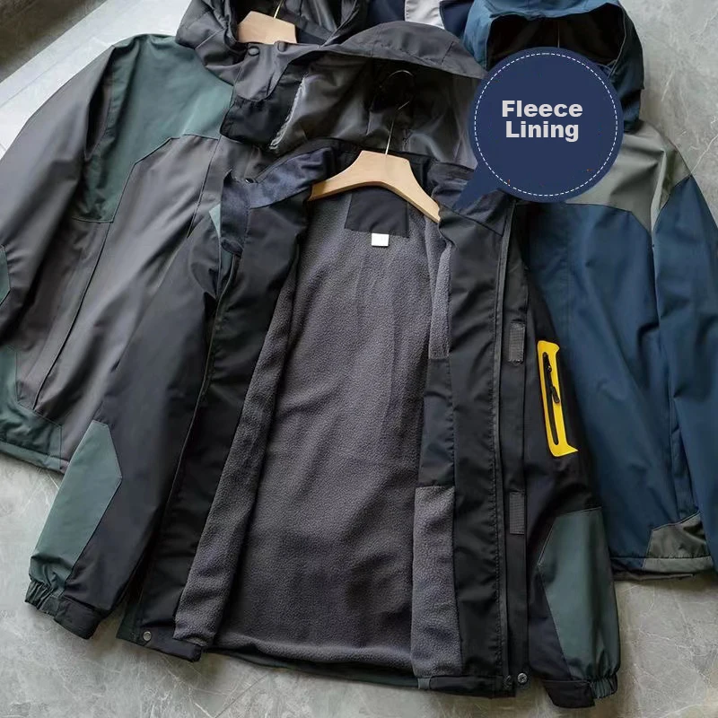 Cortavientos de lana impermeable para hombre, abrigo cálido de gran tamaño, camping, caza, senderismo, senderismo, escalada, exterior, esquí, Invierno - imagen 4