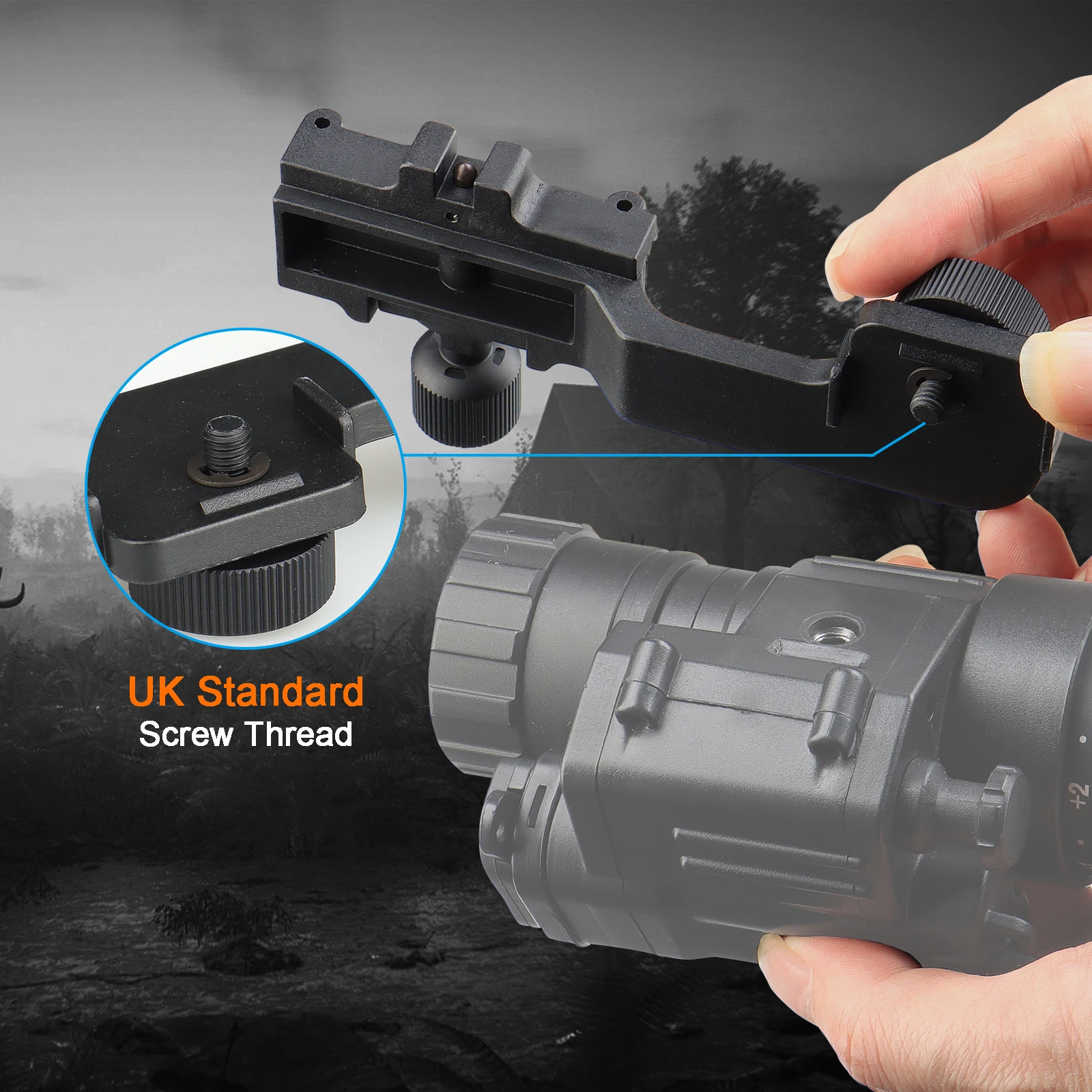 AQzxdc Pom Adaptador de montaje de visión nocturna PVS 14 ajustable Adaptador de montaje de brazo recto para visión nocturna PVS 14 / PV 1011 a NVG - imagen 2