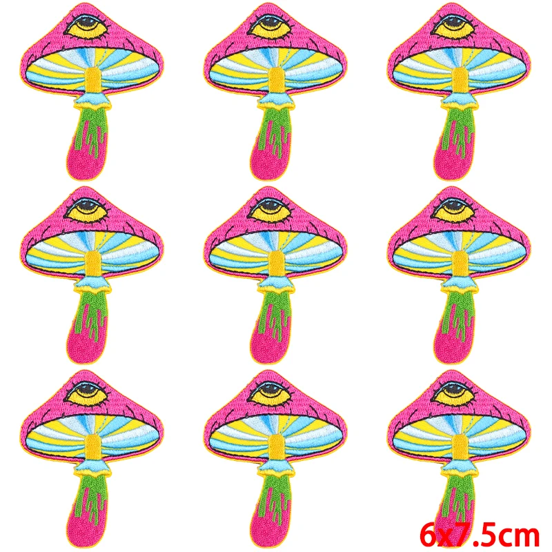 Parche de Hip Hop para planchar en la ropa, parches bordados de setas para ropa, parche Fusible de costura, pegatinas, insignia, 10 unidades por lote - imagen 5