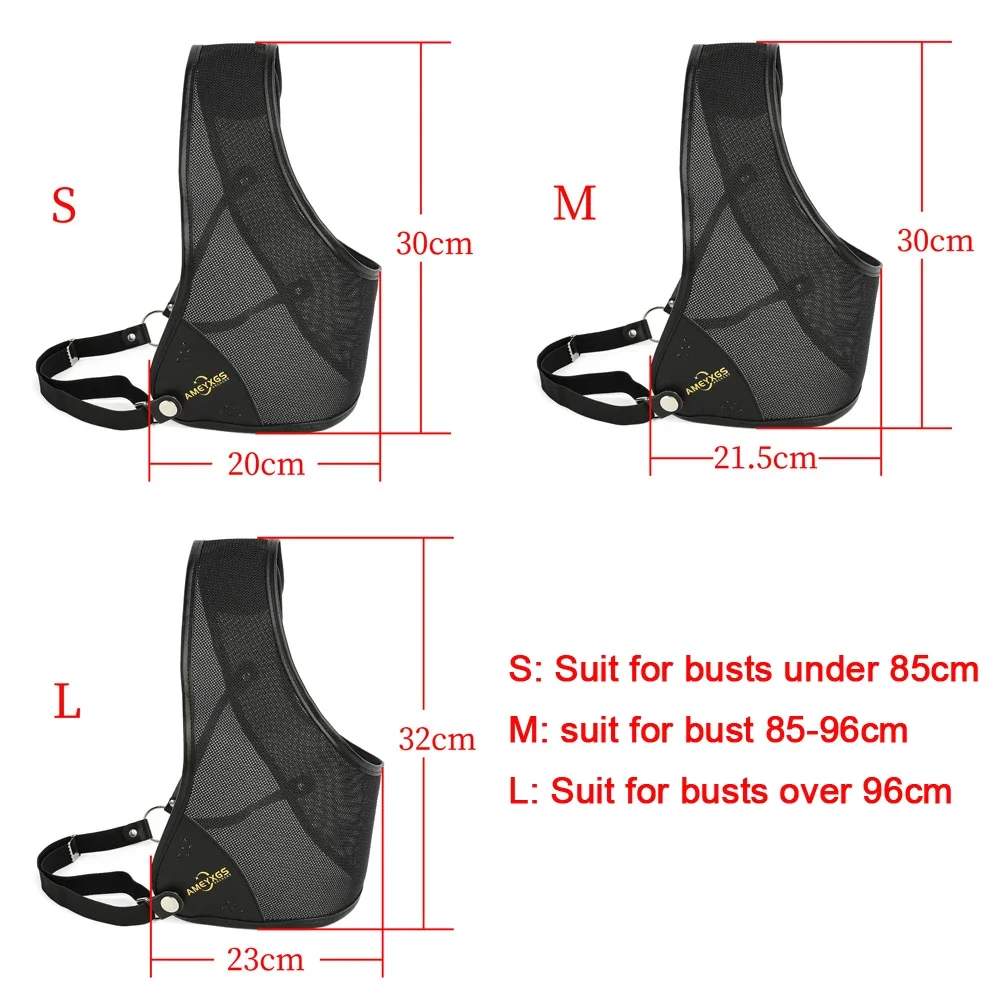AME-Protector de pecho de tiro con arco, protección de fibra de Mascota, cuero de vaca, longitud duradera, ajustable, competición profesional, mano derecha S/M/L - imagen 2