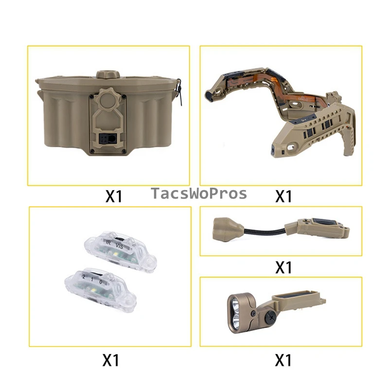 Soporte de riel guía para casco Airsoft, módulo de riel de arco para casco rápido táctico ajustable con caja de batería, luces LED rojas/blancas/IR - imagen 2