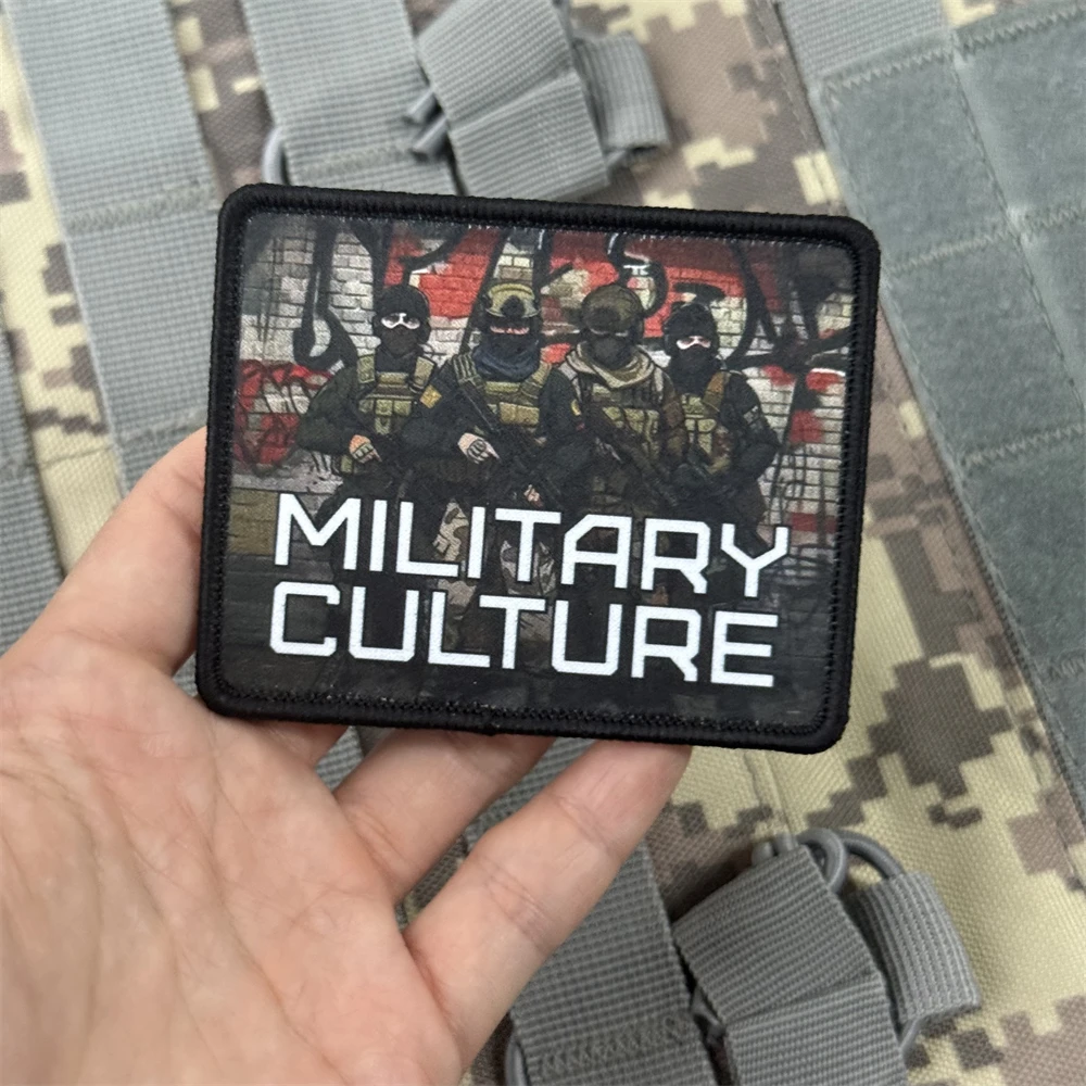 Parche táctico de moral MLITARY CULTURE, cuatro soldados tácticos, pegatina para brazalete con gancho y bucle impreso para mochila o ropa - imagen 2