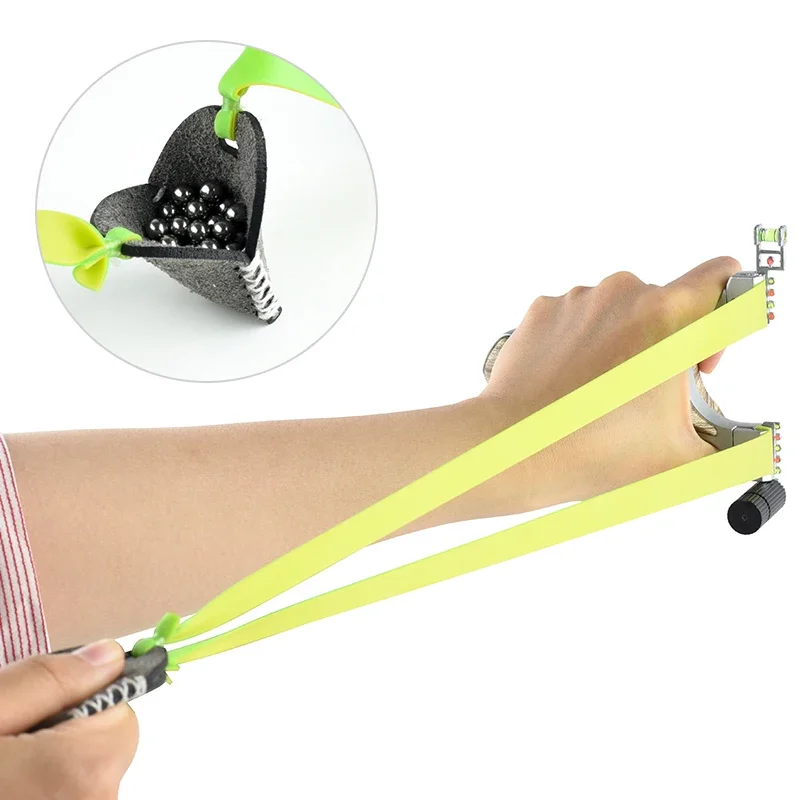 Tirachinas para escopeta de gran capacidad, banda de goma plana, goma resistente a la tracción, bola de acero para tiro, accesorios para tirachinas de caza - imagen 3