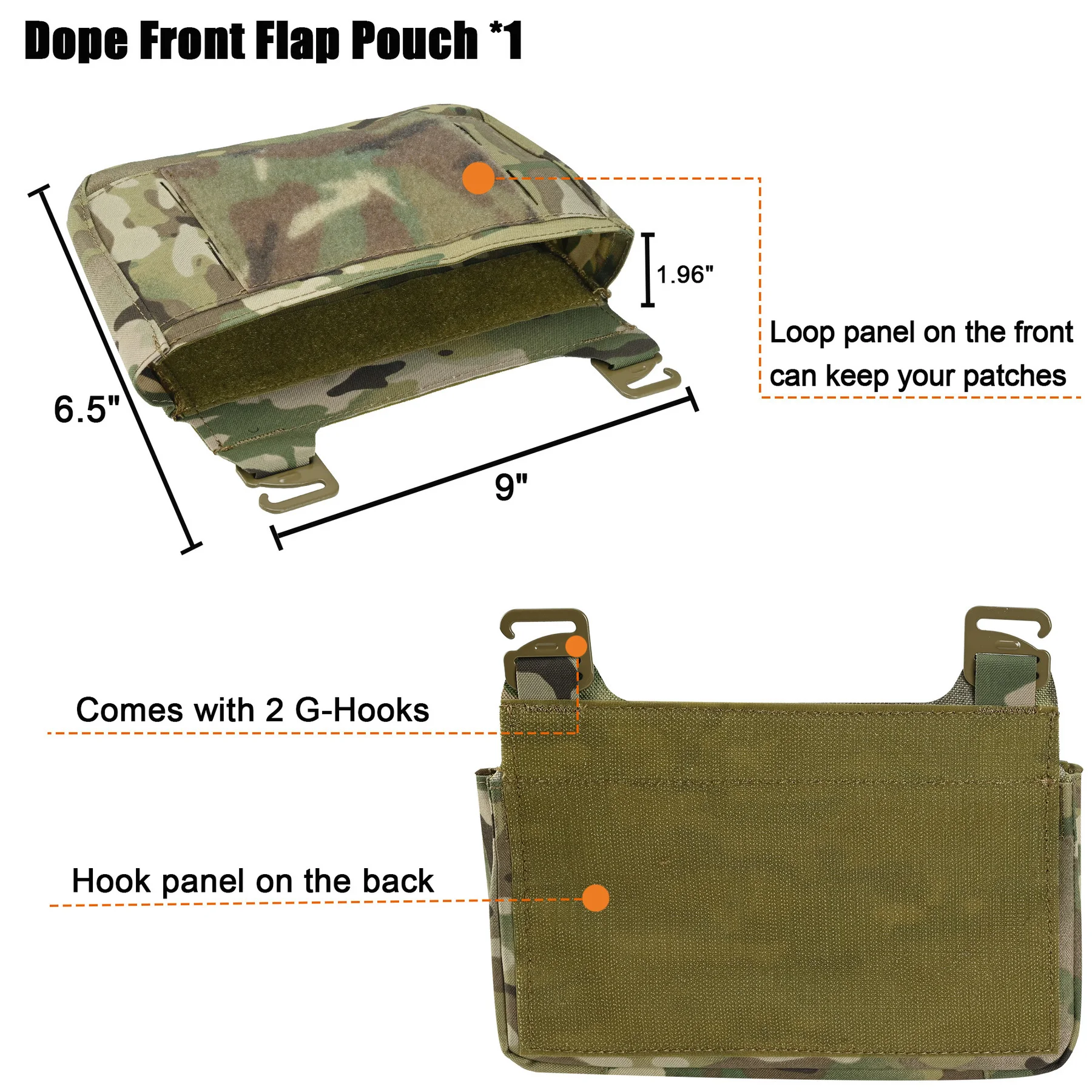 FCPC V5 DOPE-bolsa con gancho en G y solapa frontal, inserto de Triple revista para 5,56, 7,62 AR15, bolsa de canguro, portador de placa FCSK, chaleco de caza - imagen 3