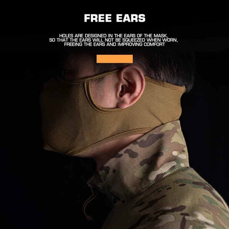 Máscara de tiro al aire libre transpirable elástico suave máscara táctica libre orejas cara protectora Airsoft combate máscara-M/L - imagen 2