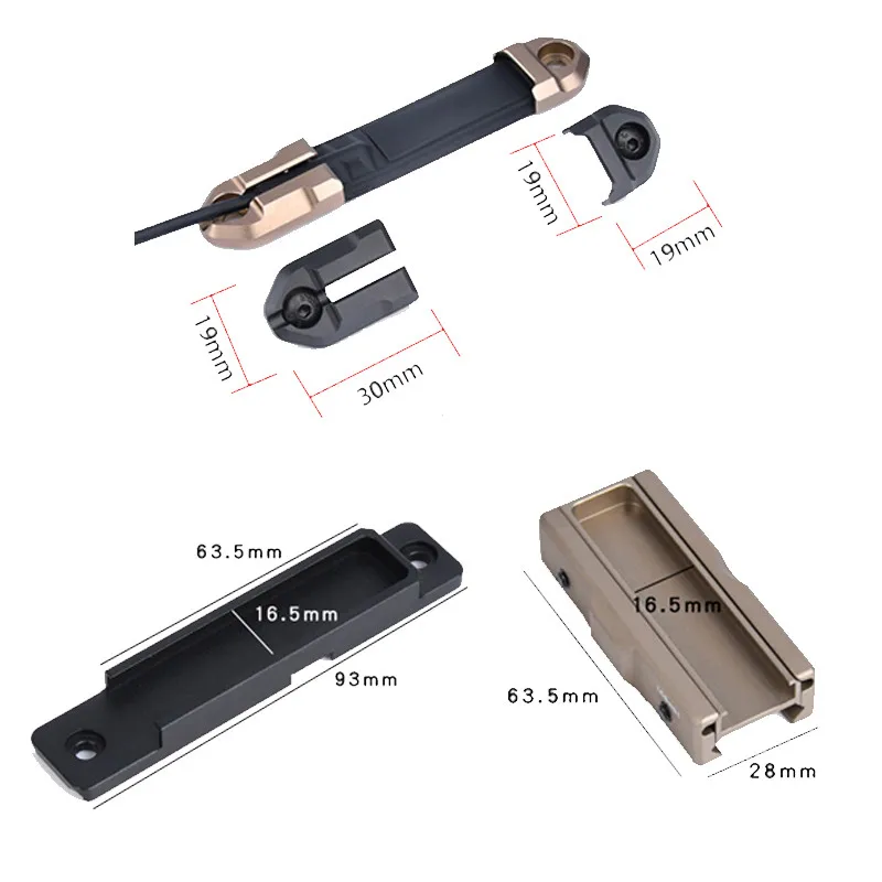 Panel de bolsillo de montaje de ranura de interruptor Picatinny táctico Airsoft, aluminio CNC, para linterna M300 M600, almohadilla de presión de DBAL-A2, luz de arma - imagen 5