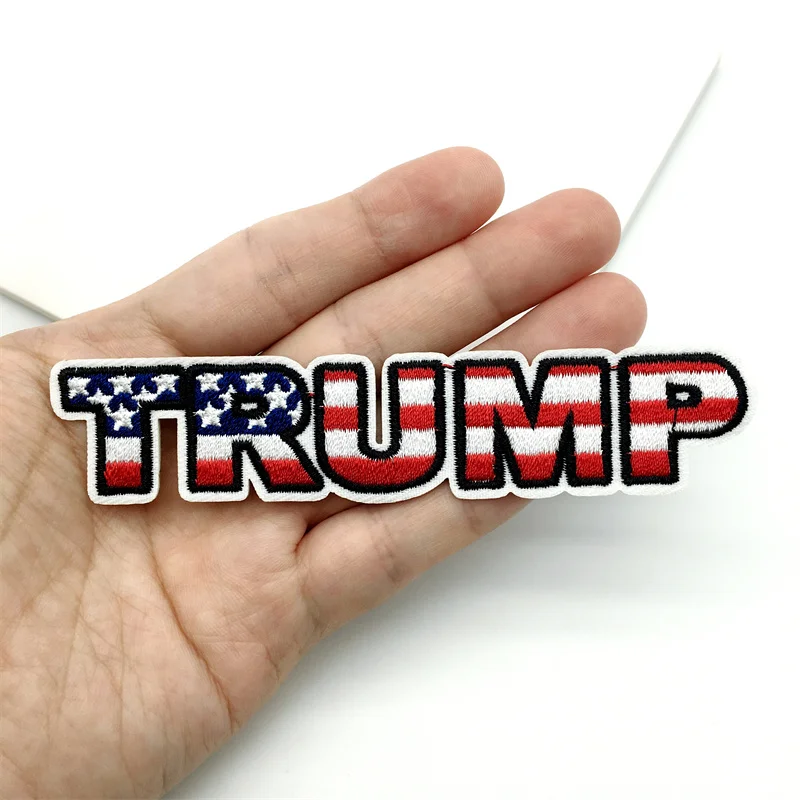 Parche bordado Trump 2024 para ropa, parche para planchar, apliques, decoración DIY para pantalones vaqueros, chaquetas, ropa, bolsos y sombreros