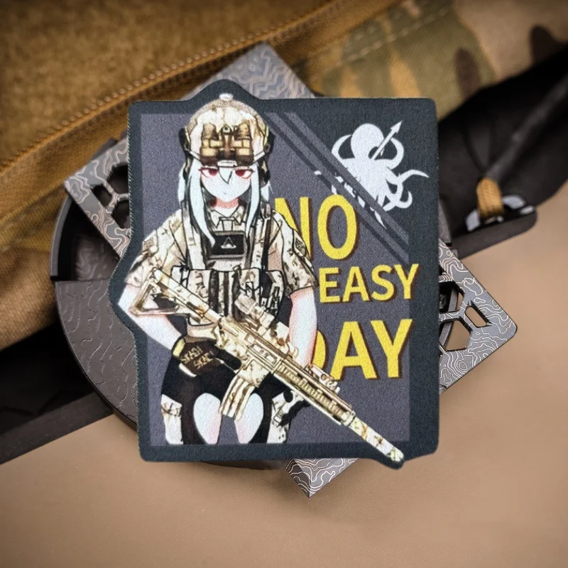 Parche de Chica de Anime para ropa, insignia de moral táctica, brazalete con estampado, gancho, parches militares, accesorios para mochila, pegatinas - imagen 5