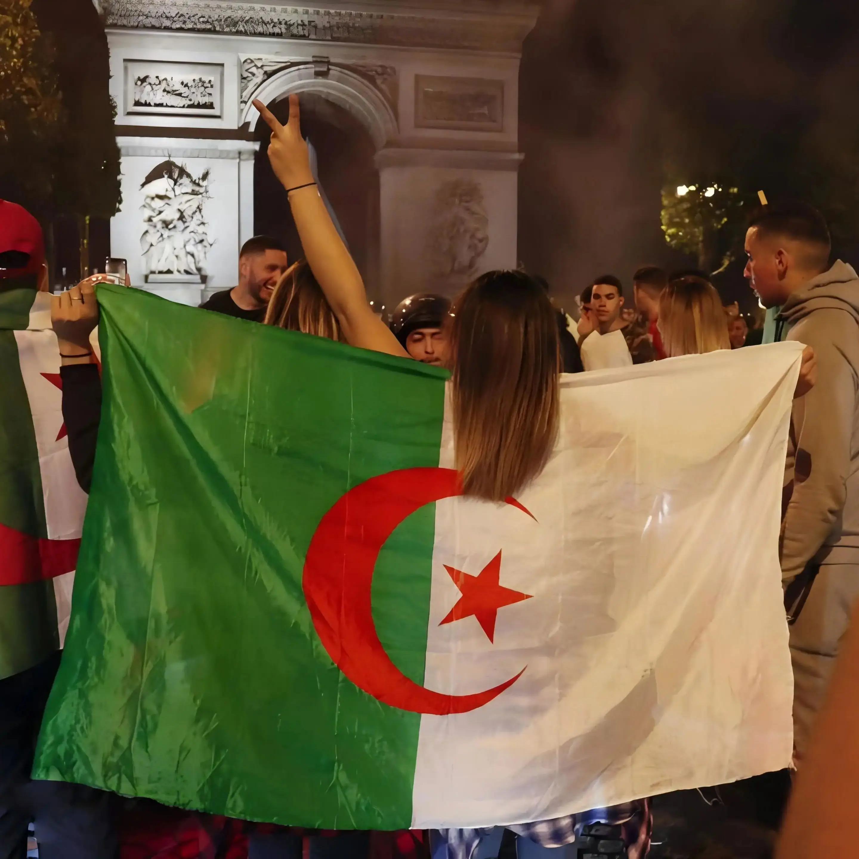 Bandera colgante de Argelia en poliéster para oficina y eventos - imagen 3
