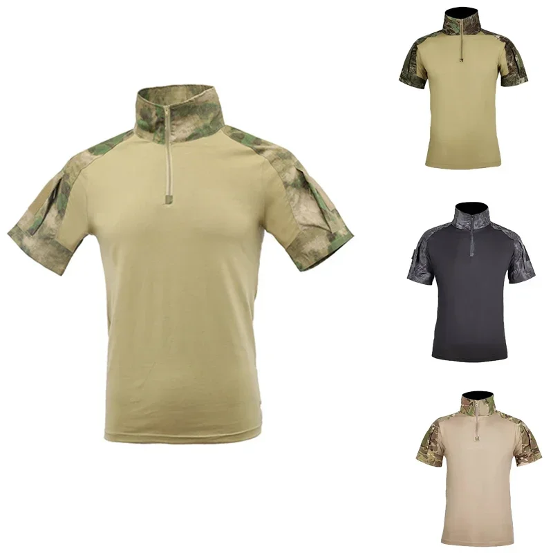 Camisetas tácticas para hombre, Camiseta deportiva al aire libre, camisa de manga corta de secado rápido, senderismo, caza, combate, ropa de camuflaje para hombre - imagen 5